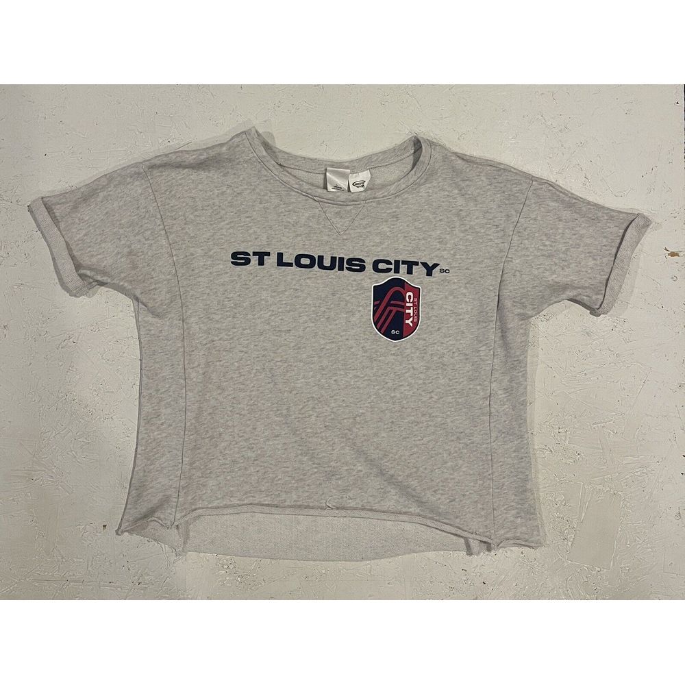 St Louis City SC Soccer Cropped Shirt‎ Womens Large Gray Short Sleeve Comfort